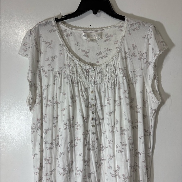 Eileen West Women’s Floral Lovely Cottage Cap Sleeve Nightgown Gown Ruffle Sz XL - Picture 3 of 14